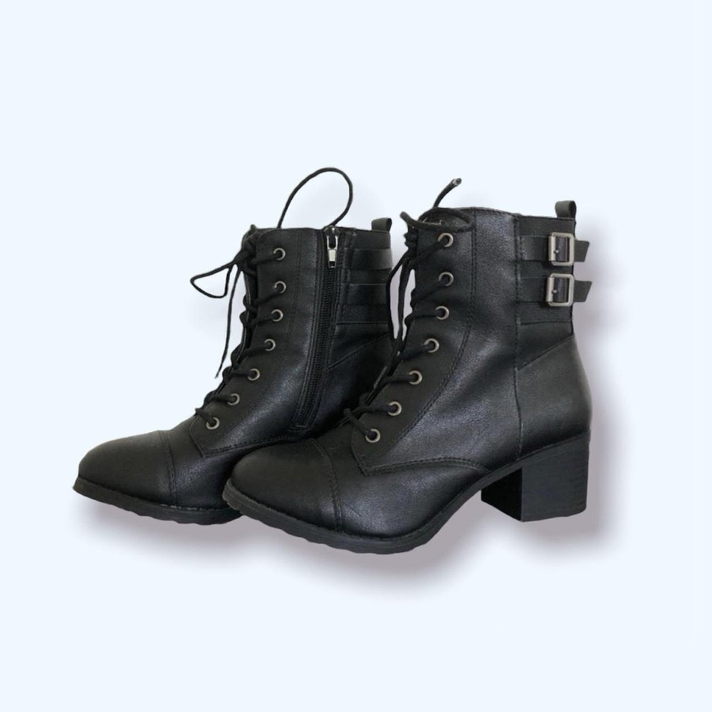 Black Lace-Up Ankle Boots